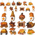 Thanksgiving Autumn Wooden Ornaments Gnome Turkey Maple Leaf Pumpkin Qme 12pcs M