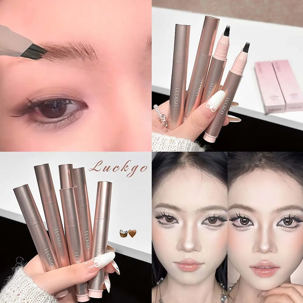 Multi-fork Brush Eyebrow Pen Waterproof Long Lasting 4D Liquid Tattoo Brow Natural Look Hairline Filler Quick-drying Makeup Qme