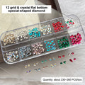 12 Grids Mixed Shape Colorful Rhinestones Nail Art Decoration Multi Size Flat Back Rhinestone Nail Gel Diy Nail Accessories Qme Multicolor