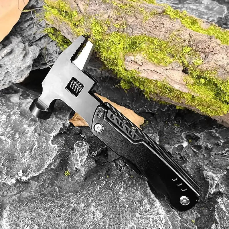 Adjustable Wrench Multitool Hammer for Survival,14in1 Emergency Escape Tool With Knife,Plier,Screwdrivers,Saw,Fish Descaler etc Qme