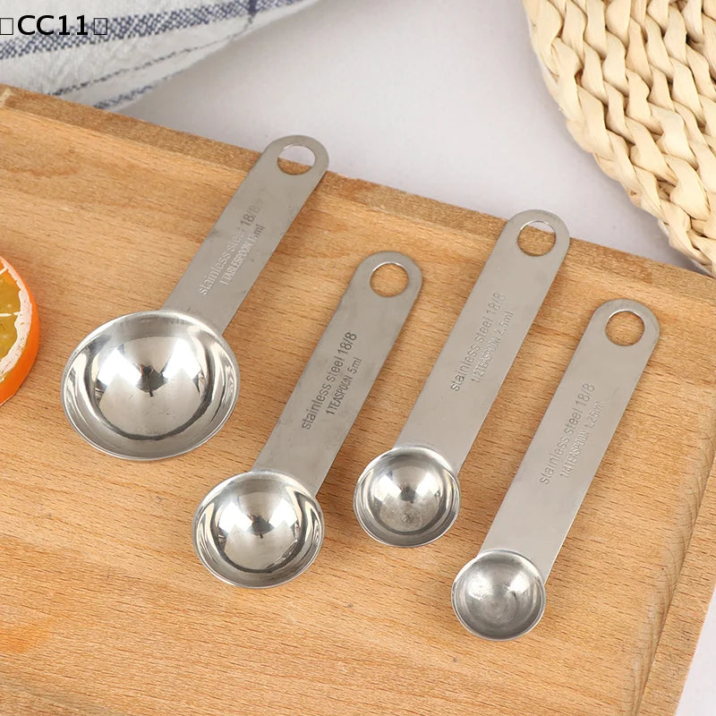1 Stainless Steel Measuring Spoon Scale Ruler Egg Beater Kitchen Qme