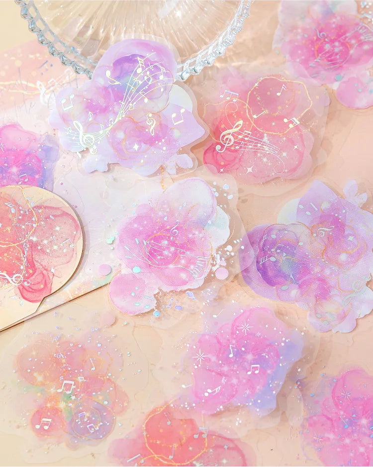 10 Pcs Colorful Series Decorative Sticker Watercolor Foil Stamping Collage Scrapbooking Label Diy Diary Journal Planner Qme
