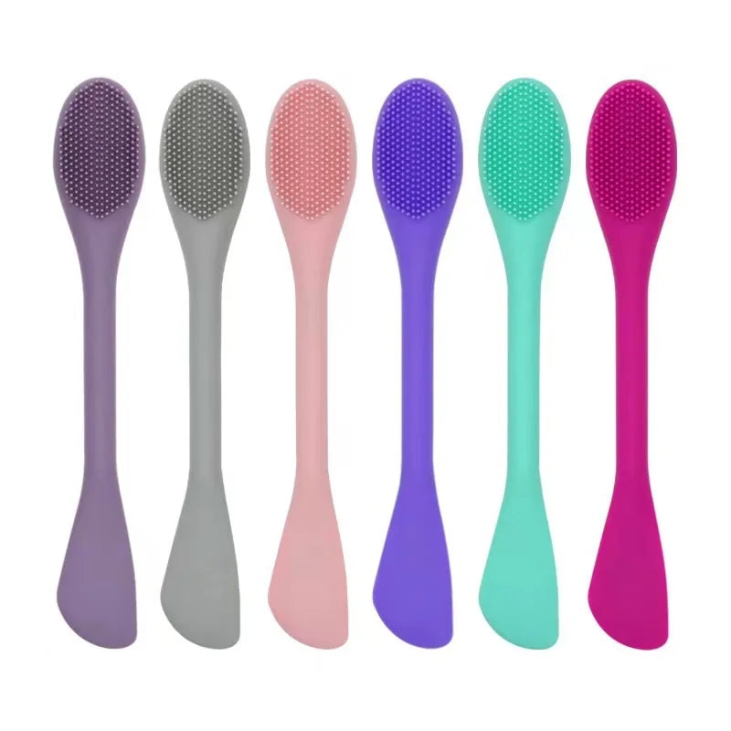 1PC Double Headed Silicone Face Cleansing Scrubber Brush Facial Mask Brushes Applicator for Women Face Makeup Brush Skin Care Qme