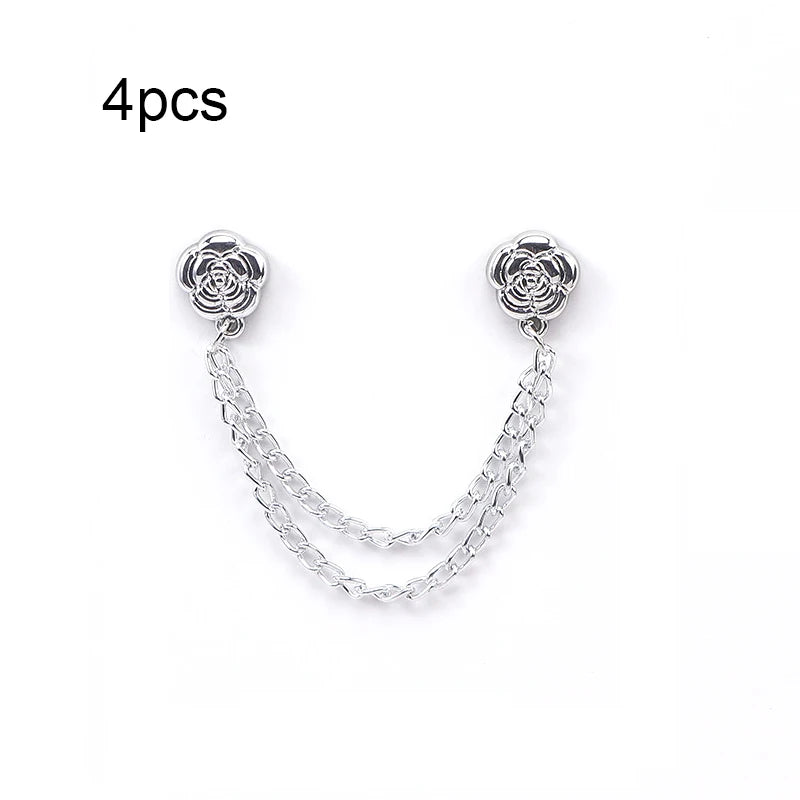 4/6Pcs Magnetic Chain Buckle - Adjustable Clothing Entrapment Magnetic Closure, Suitable for Pants, Dresses, Jackets - Clothing Qme 4pcs Silver