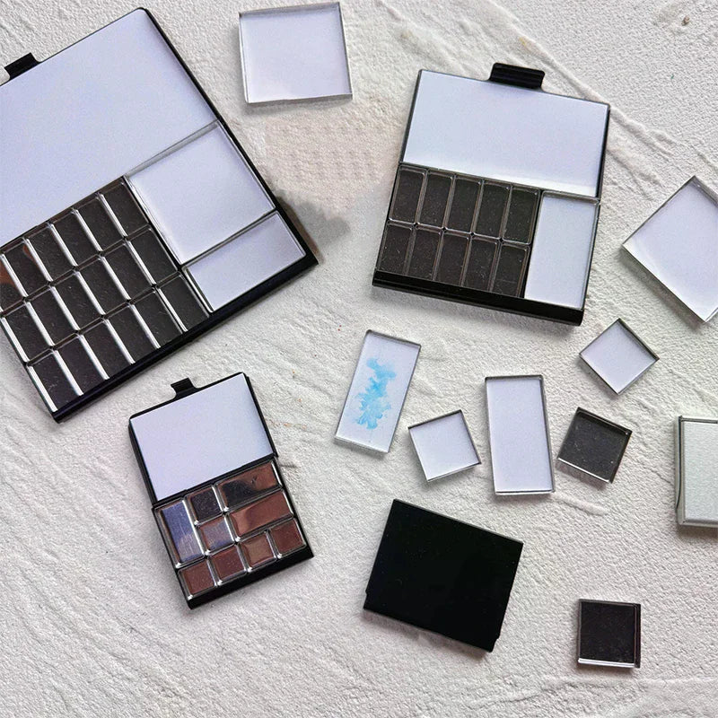 Watercolor Box Packaging Grid Travel Magnetic Aluminum Palette Qme