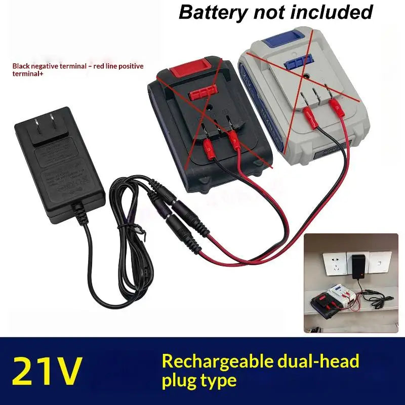 Portable Dual-head Lithium Charger Overload Protection 18 21 24V Heat Qme