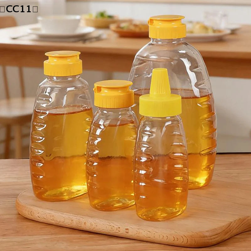 Transparent Reusable Honey Bottles Squeeze Bottle Container Holder Qme