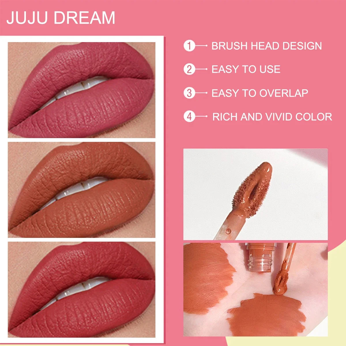 Matte 15-Color Lip Tint Waterproof Long-lasting Lipstick Sheer Gloss Qme