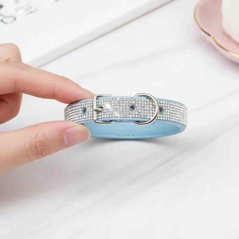 Crystal Dog Collar Comfortable Glitter Dog Collars Zinc Alloy Buckle Collar For Small Dogs Cats Qme
