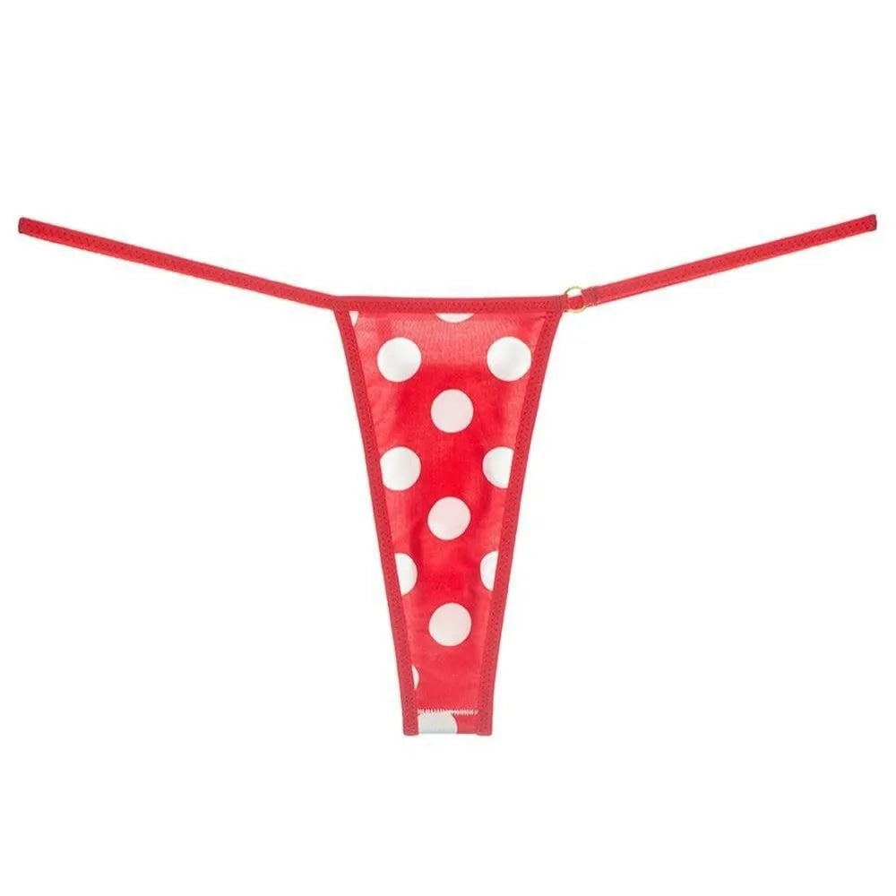 Lingerie Seamless Women Thongs Dots Low Waist T-back Briefs Ice Silk Qme White Dots L 1pc