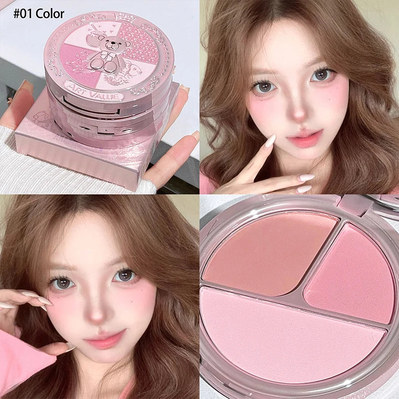 Matte Blusher Palette Natural Cheek Tint Rouge Pink Cream Blush Makeup Face Blusher Highlighter Contour Brighten Cosmetics Qme 01
