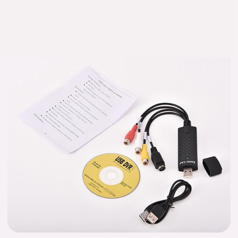 2PCS USB 2.0 Video Audio Converter Capture Card Easy Cap Video Audio Converter TV DVD VHS Audio Capture Adapter Card TV Video Qme