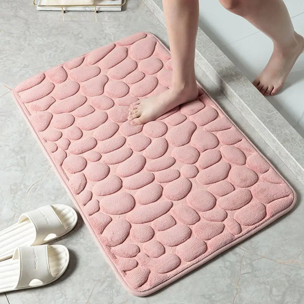 Memory Foam Bathroom Mat Pebble Carpets Super Soft Toilet Washable 40*60cm Absorbent Bathmats Bathroom Qme Pink