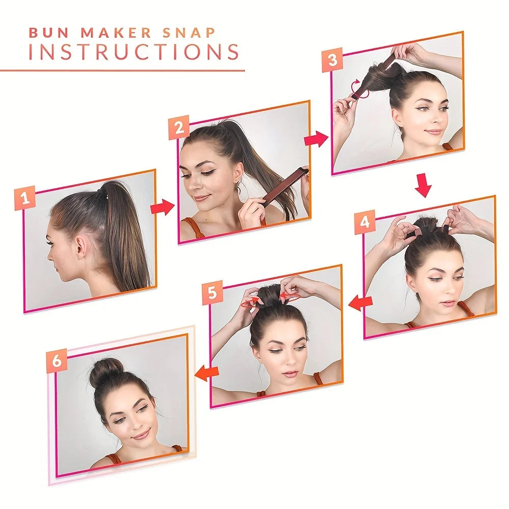 Straight card snap ring curling iron，Magic Hair Bun Maker, French Twist Hair Styling Tool, Lazy Hair Accessories for Women Qme