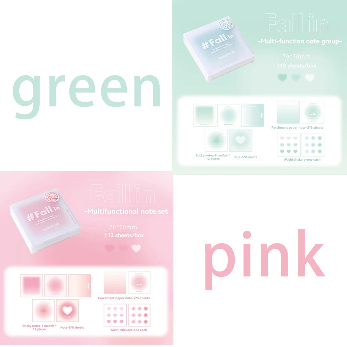 112 Sheets Multifunctional Self-Adhesive Sticky Notes Portable Notepad Easy To Paste Student Office Memo Stationery Supplies Qme 2 boxs mix D