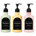 Refillable Shampoo Dispenser Bottle, 16oz 500ml Plastic Pump Bottle with Label for Conditioner, Body Wash, Liquid Soap, Bathroom Qme B