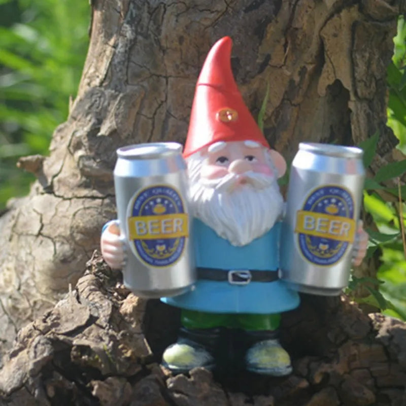 Drunk Gnome Drinking Beer Garden Anime Dwarf Pendant Cosplay Midget Holding Wine Decoration Funny Home Ornament Prop Xmas Gift Qme