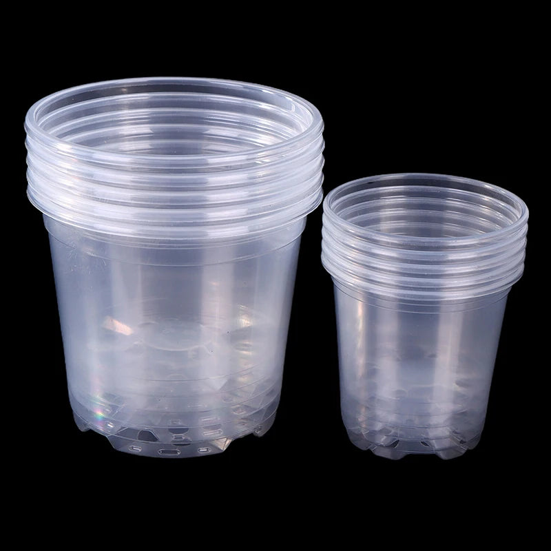 5Pcs Transparent Plastic Flowerpot Drainage Hole Pot Gardening Root Growth Visibility For All Plants Water Damage Protection Qme