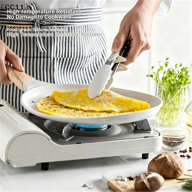 Silicone BBQ Grilling Tong Cooking Salad Bread Serving Non-stick Qme