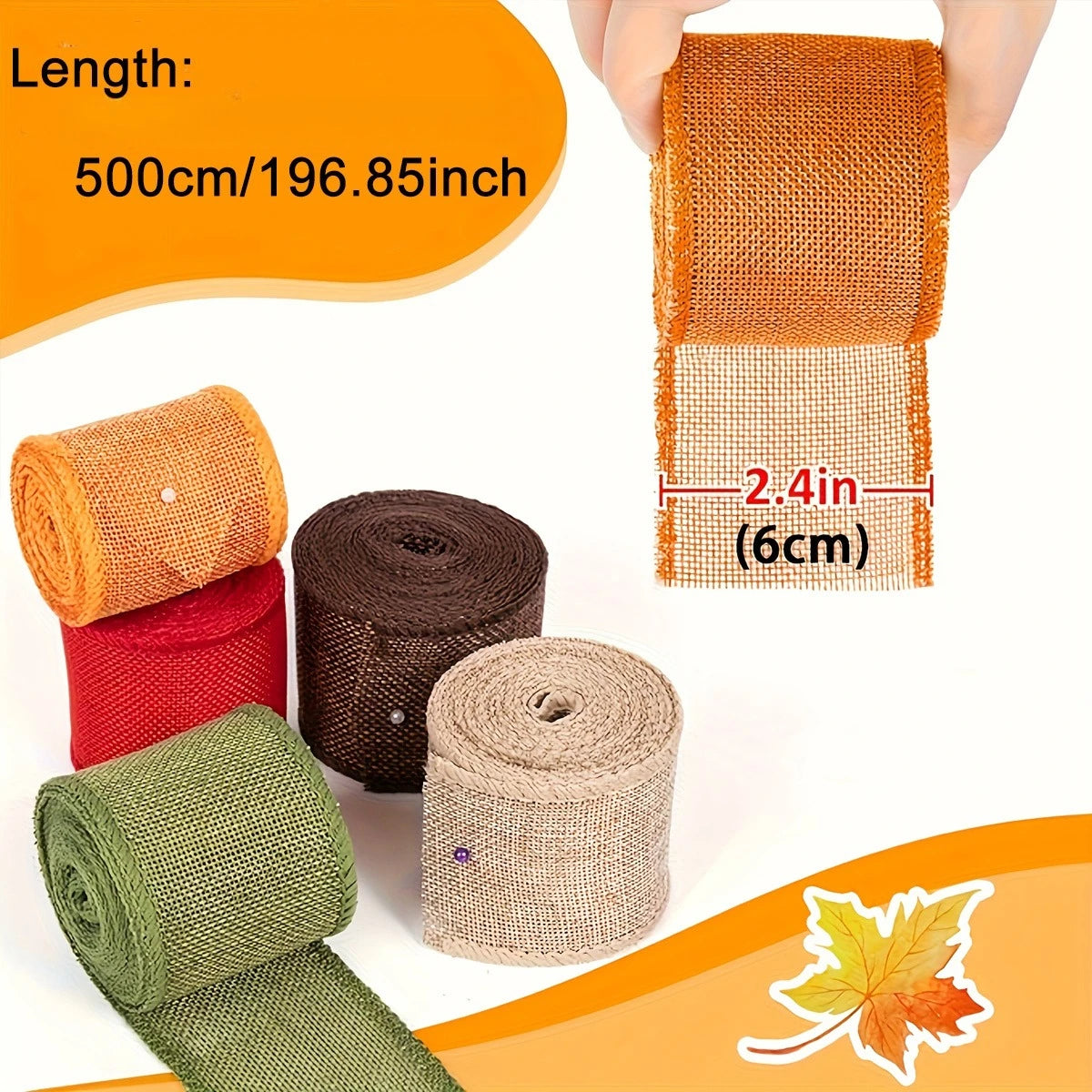 Fall Burlap Ribbon， 1 Roll Thanksgiving Decorative Ribbons For Gift Wrapping & Crafts Qme