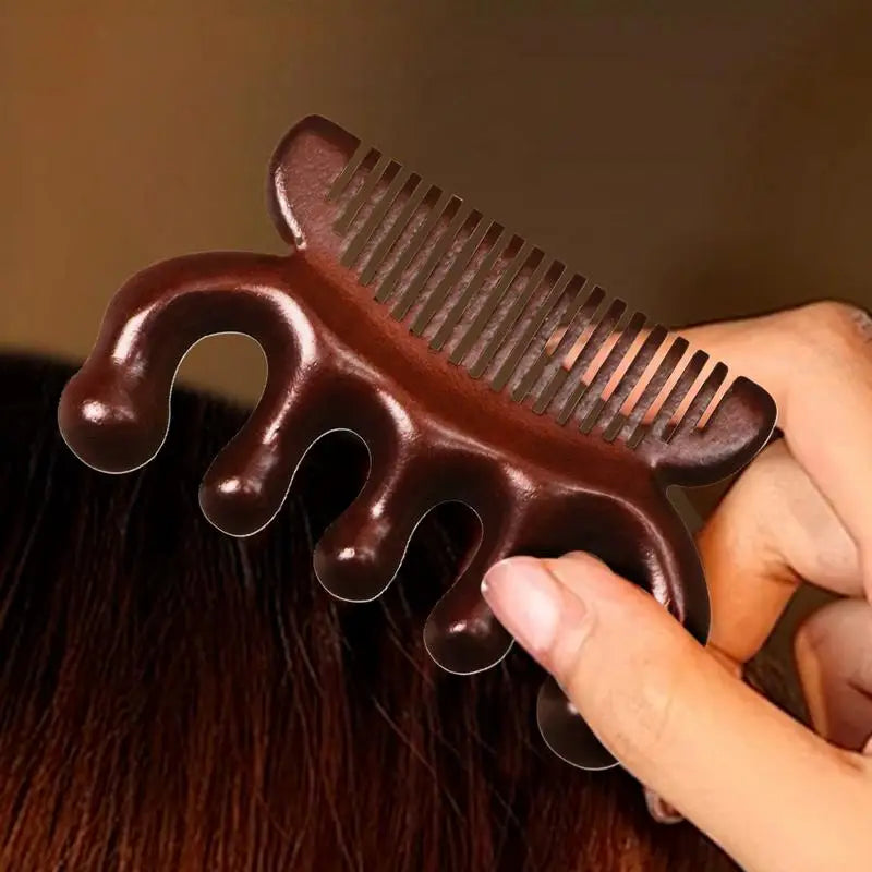 Sandalwood Comb Head Massager Five Tooth Whale Scalp Scraping Body Qme