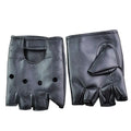 Fingerless Gloves Punk Half Finger PU Leather Dance Gloves Breathable Accessories Fashion Outfits for Cycling Gym Dance Fitness Qme Black