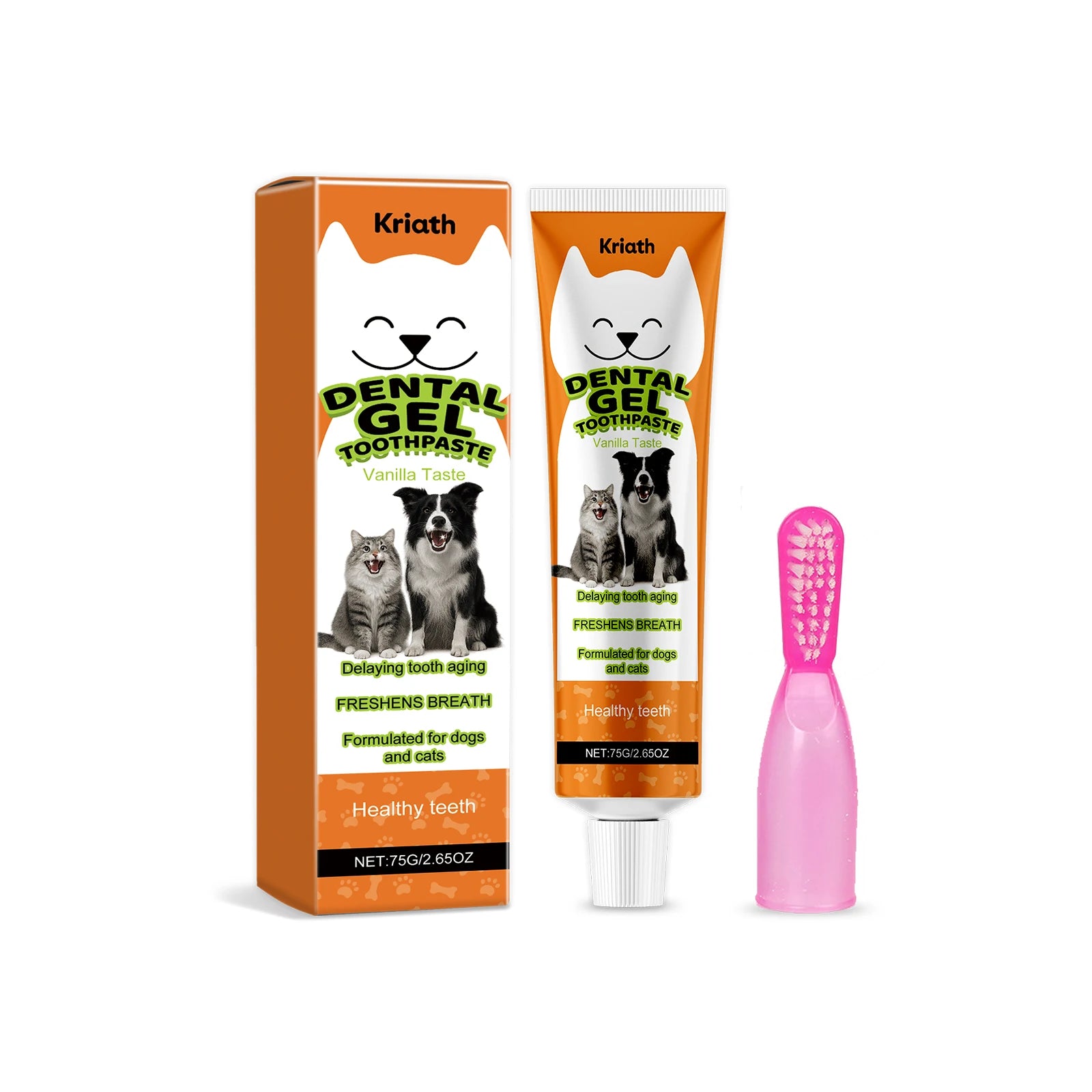 Pet Toothpaste Care Set Effectively Remove Dental Plaque Whitening Teeth Eliminate Pet Oral Odor Vanilla Flavored Pet Toothpaste Qme