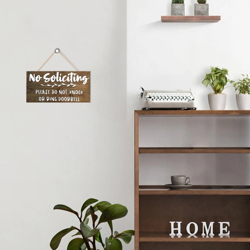 Rustic No Soliciting Wall Hanging Decor Wood Art Plaques Sign Door Sign for Home Living Room Shop Decor Qme
