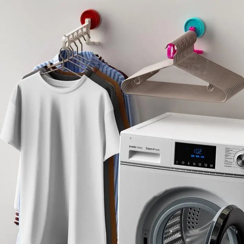 Portable 5-Hole Laundry Rack Colorful Suction Cup Hangers Travel Qme