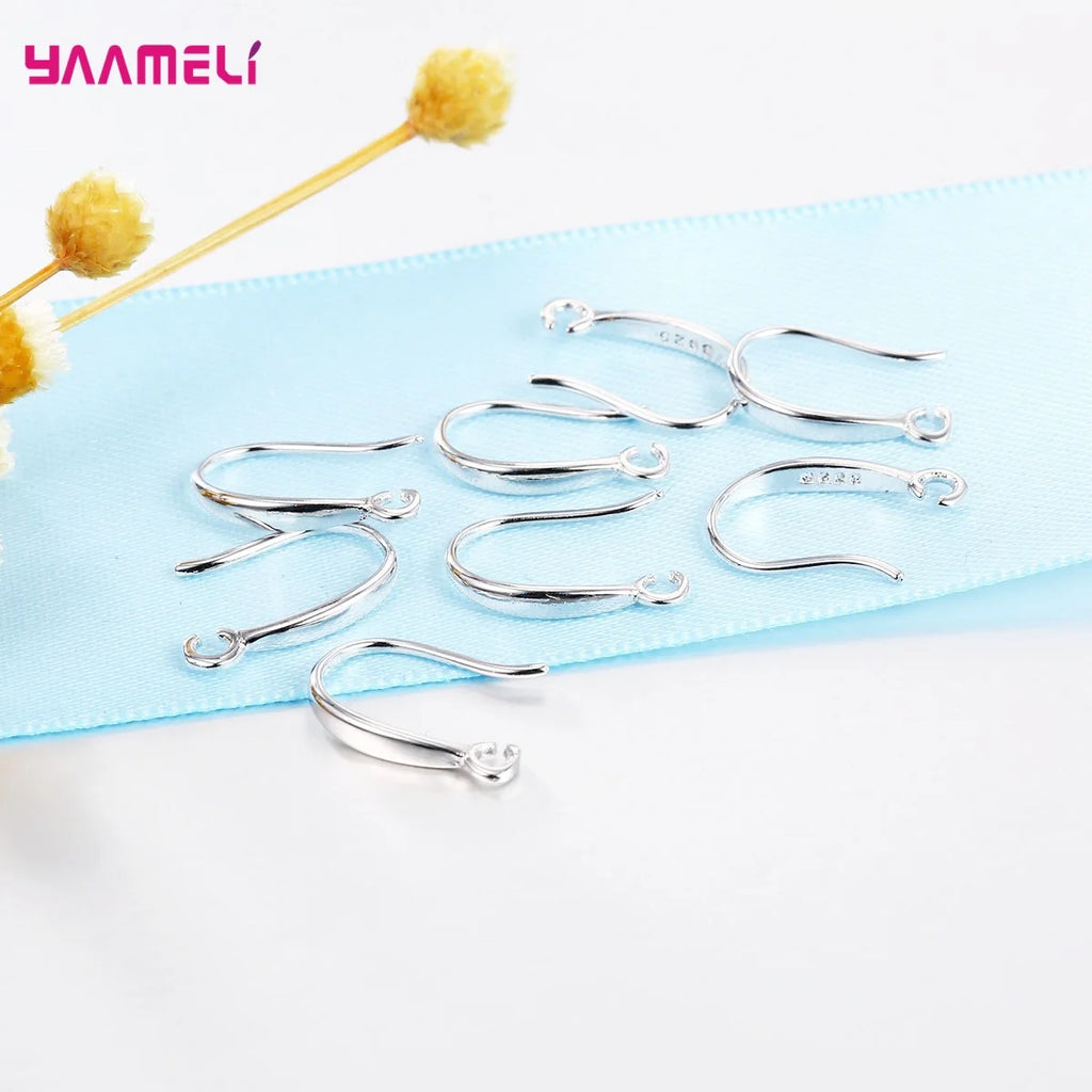 100PCS Lot Real 100% 925 Sterling Silver Stamp Hook Earrings Jewelry Findings Fittings Components Accessories Handmade Supplies Qme