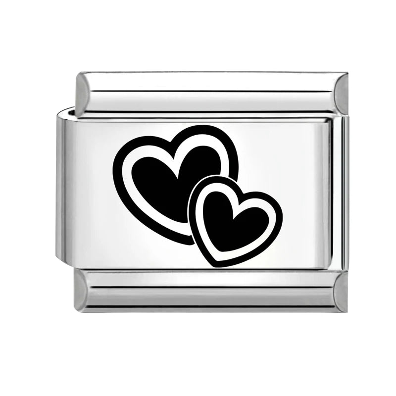 Laser Engraving Star Art LOVE Heart Fish Charm Link Fit Stainless