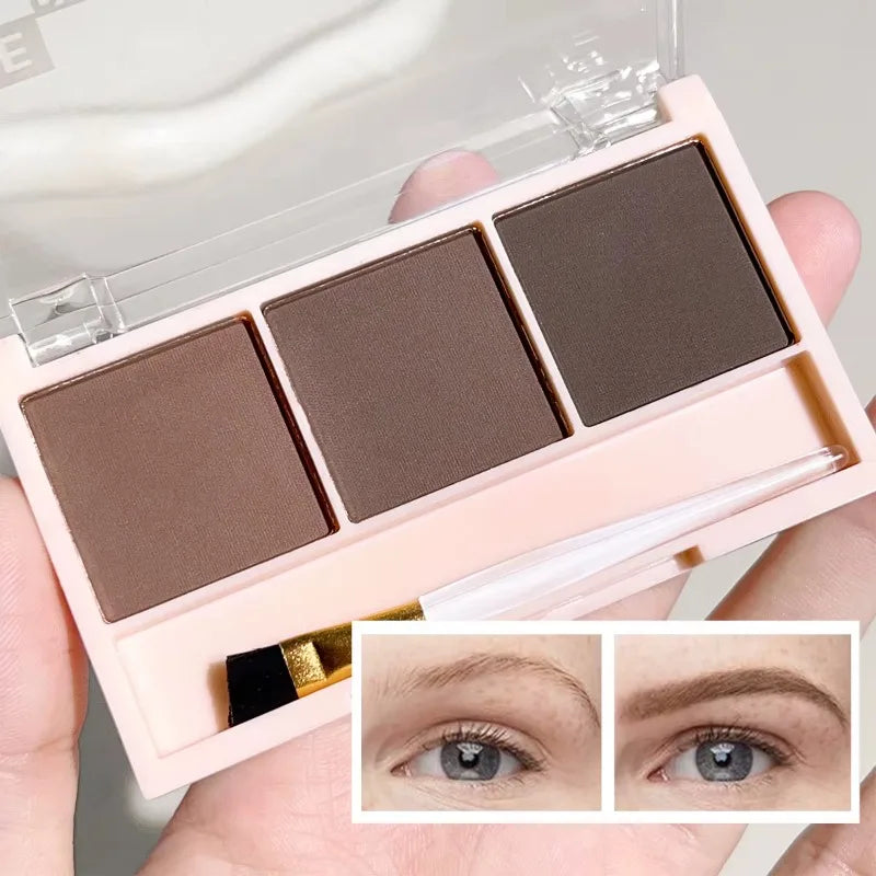 3-Color Brow Powder Brush Long-lasting Color-resistant Versatile Qme