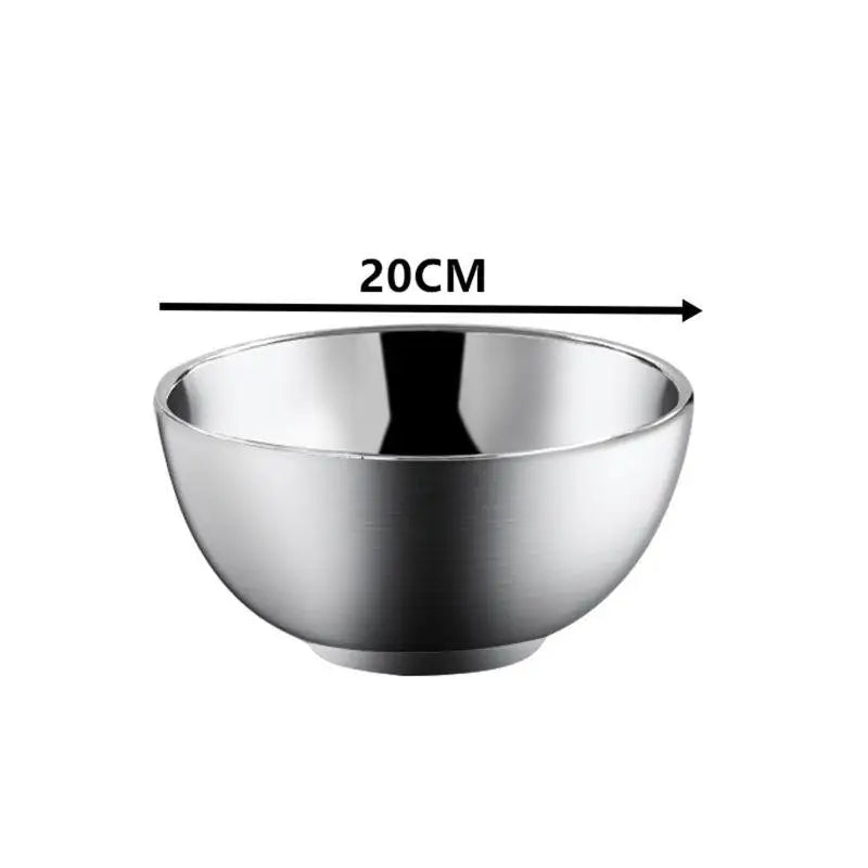 Stainless Steel Threaded Rice Bowl Dough Round Soup Double Layer Qme 20CM