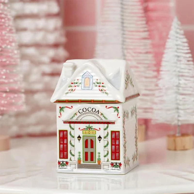 Holiday Village Spice House Set, Mini Christmas Gingerbread Houses Jars, Festive Decor Kitchen Countertop Christmas Candle Qme A