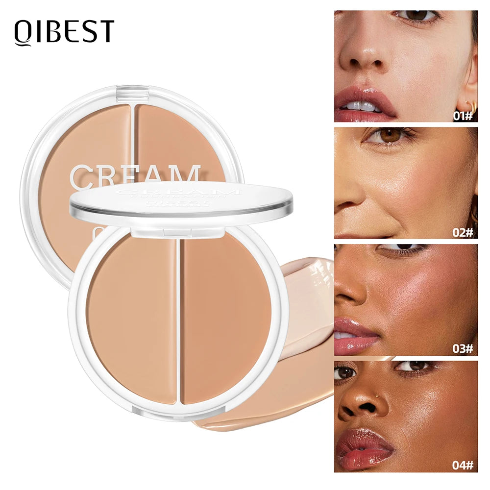 QIBEST Cream Foundation Full Coverage Long Lasting Waterproof Concealer Anti Dark Circle Freckle BB Cream Brighten Makeup Base Qme