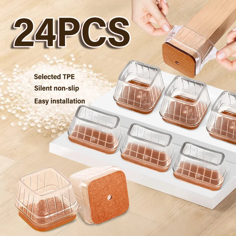Thicked Chair Leg Protector Silicone Anti-Slip Furniture Pads Scratch-proof Leg Cover Noise Prevention Chair Cap Floor Protector Qme