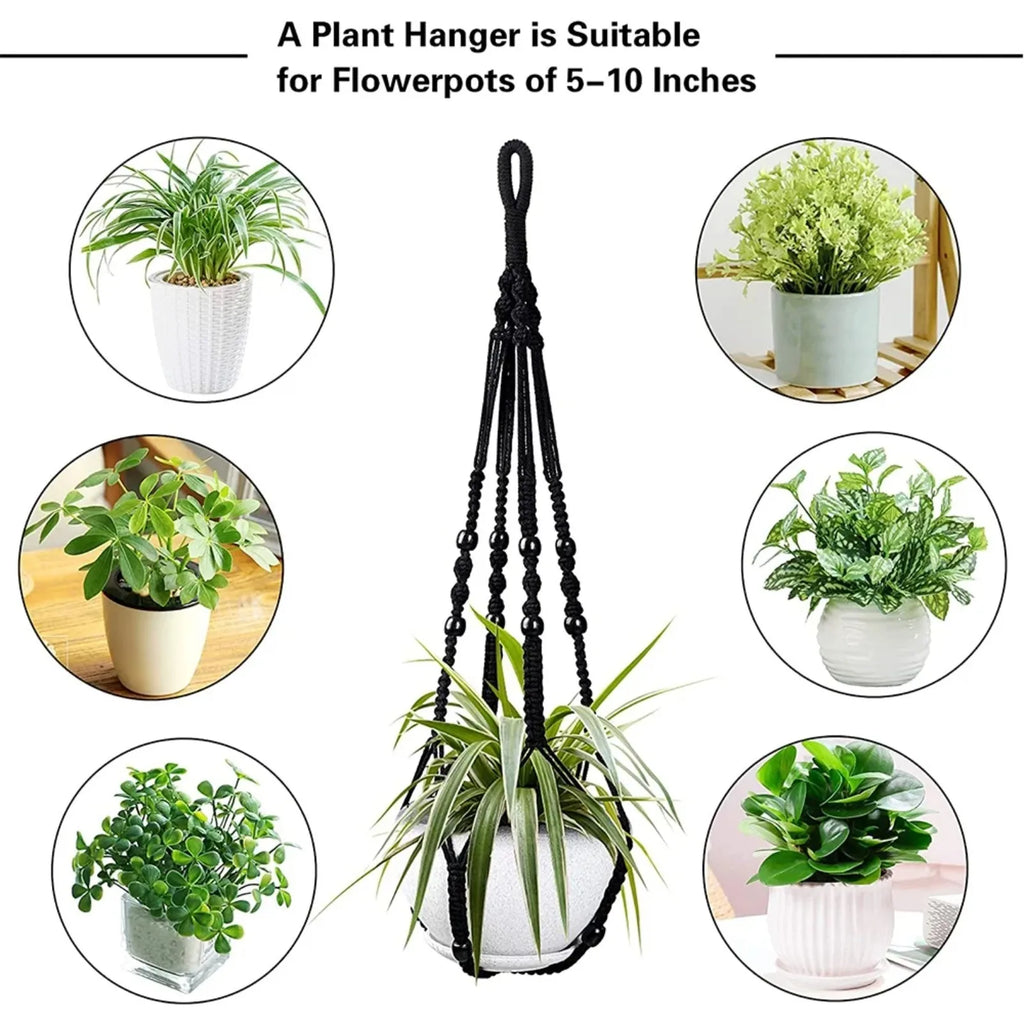 4Pcs Handmade Plant Hanging Rack Set Decorative Flower Pot Stand Woven Basket Holder for Indoor Outdoor Garden Plants Pot Stand Qme