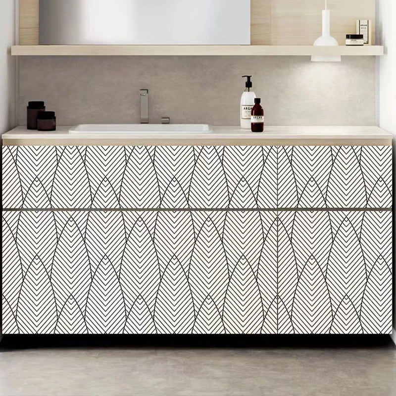 Black White Geometric Abstract Curve Peeling Wall Self-adhesive Qme