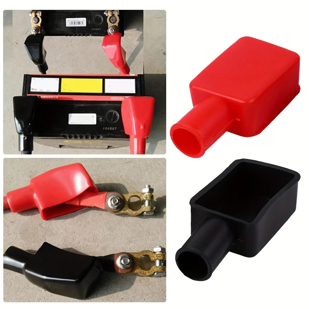 1pair Auto Battery Negative Positive Terminal Covers Cap Boot Isograde Protector Overhanging Batteries Accessories Qme