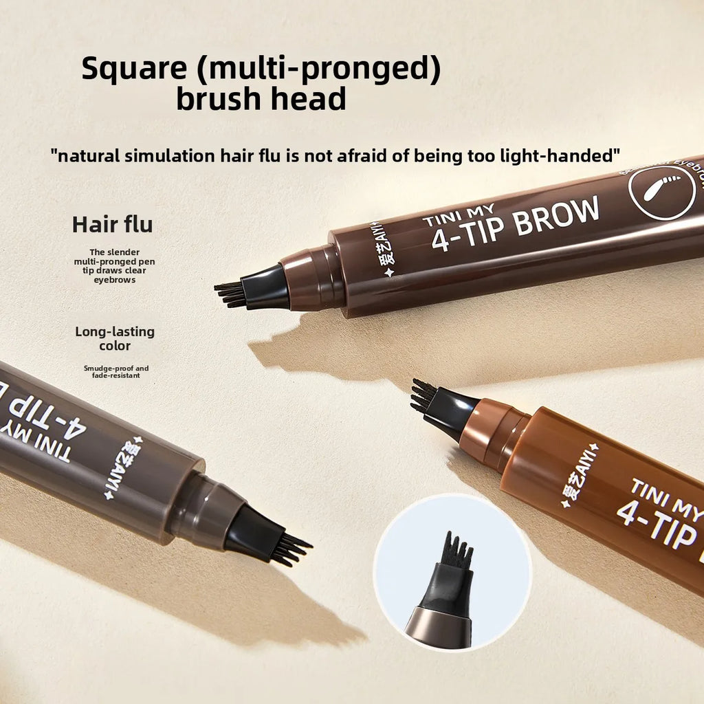 4-Tip Hair Stroke Brow Pen AIYI Waterproof Natural Microblading Long Qme