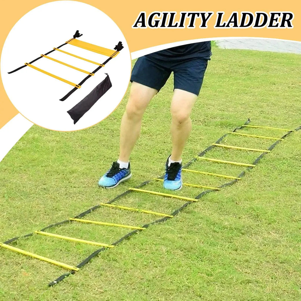 Soccer Ladder Fitness Ladder Agility Trainer Storage Bag Included Instant Set-up Exerciser for Sports Tennis Hockey Badminton Qme