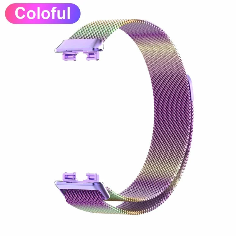 Metal Strap For Huawei Band 8 9 Bracelet With TPU Case Screen Protector Soft Film Replacement Milanese Magnetic Loop Watchband Qme Colorful For Huawei Band 9
