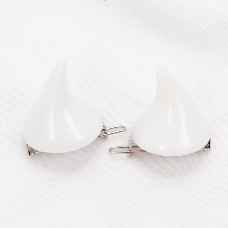 1 Pair Small Demon Horn Hairpins Gothic Party Cosplay Costume Pin Qme WHITE