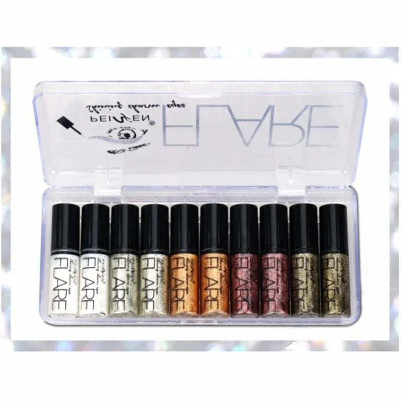 New Professional Shiny Eye Liners Cosmetics for Women Pigment Silver Rose Gold Color Liquid Glitter Eyeliner Cheap Makeup Qme