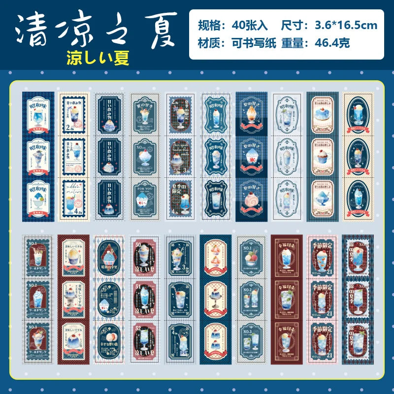 TIANZI 24/40Pcs Cute Die-Cut Stickers Book for DIY Scrapbook Phone Case Collage Decoration Material Sticker Aesthetic Stationery Qme A-40 Pcs