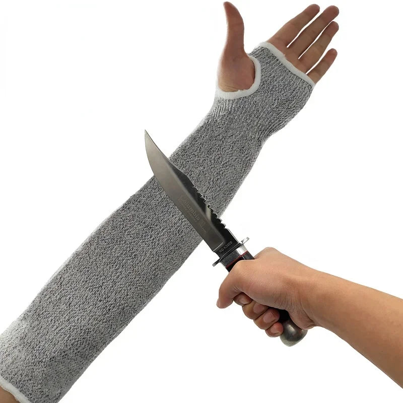 1 Pair Safety Anti Cut Arm Sleeves Breathable Durable Arm Guard Level 5 Slash Resistant Protective Arm Sleeves with Thumb Hole Qme 42cm