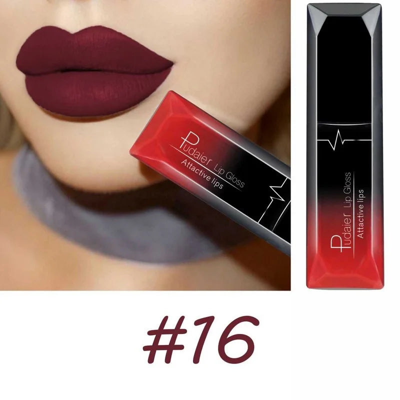 Matte Liquid Lipstick 17 Colors Long Lasting Lip Gloss Velvet Cream Qme 16