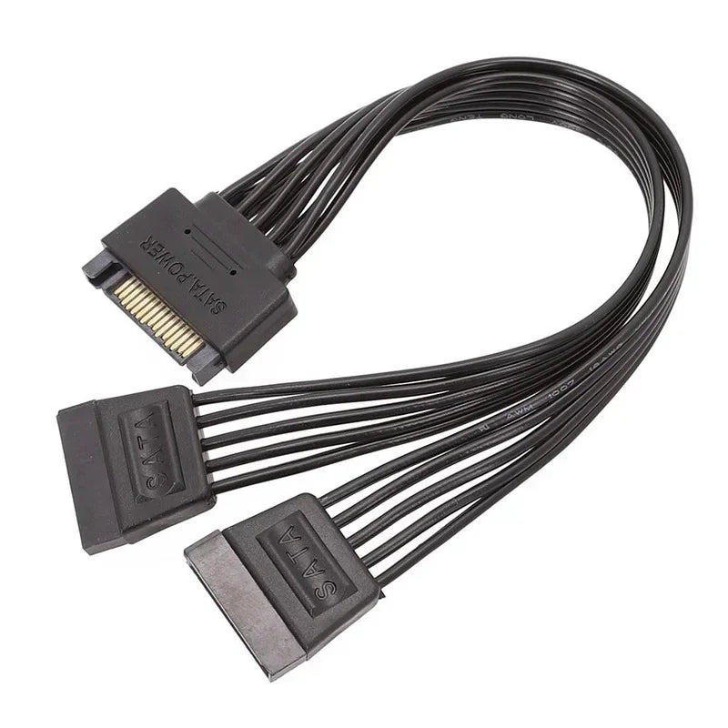 2pcs 15Pin SATA Splitter Adapter Converter Power Supply Cable Cord for 1 To 2/3/4/5 - Port PC Computer Hard Drive 4Pin 18AWG Qme