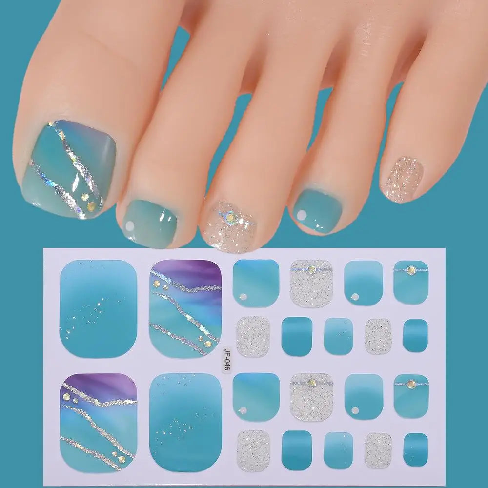 22tips Sheet Glitter Toenail Stickers Glittering Full Wraps Summer Qme P