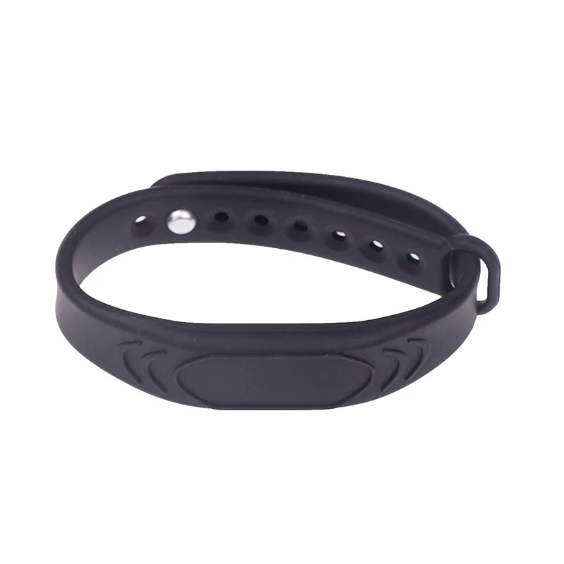 Adjustable Pure Black Silicone RFID Wristband 125KHz 13 56MHz 14443A Qme Default Title